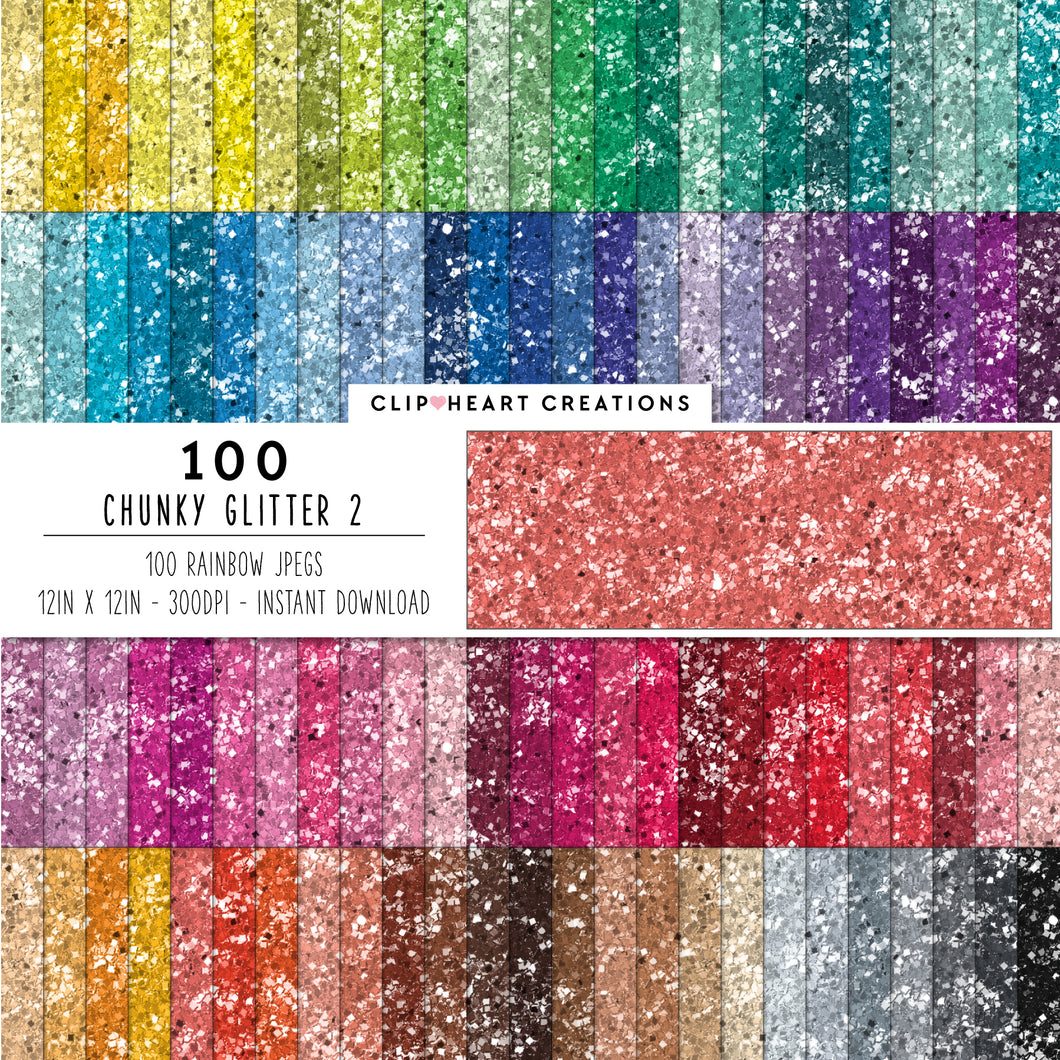 100 Chunky Glitter Digital Papers