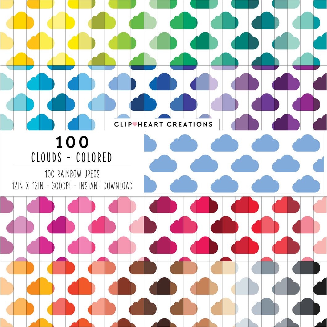 100 Cloud Pattern Digital Papers (Color)