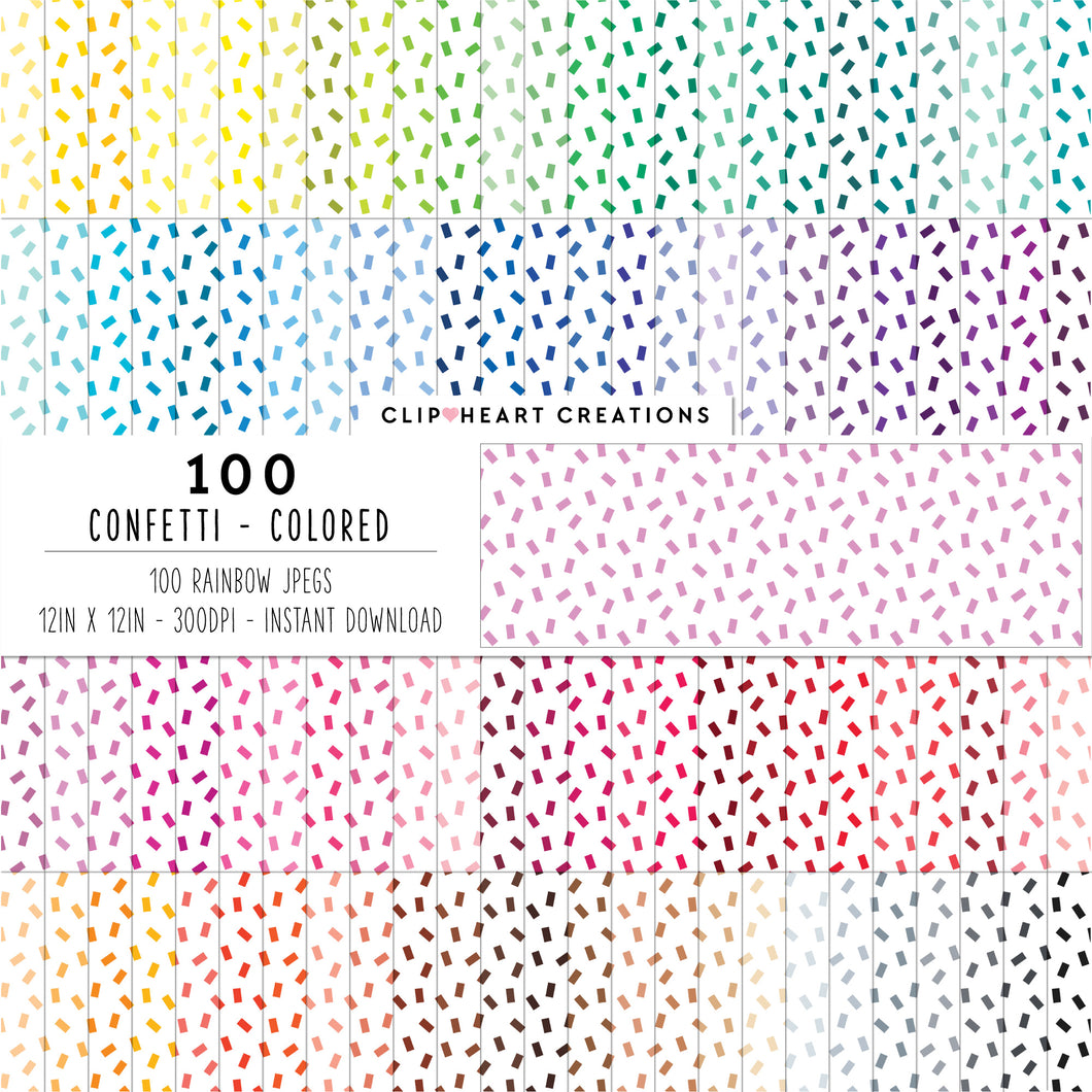 100 Confetti Digital Papers (Color)