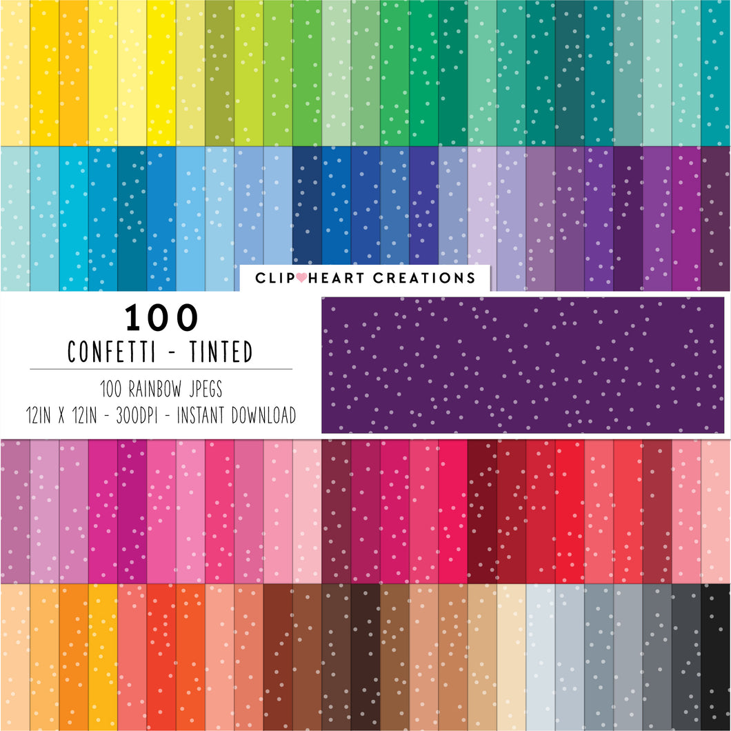 100 Confetti Digital Papers (Tinted)