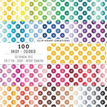 Load image into Gallery viewer, 100 Daisy Pattern Digital Papers (Color)
