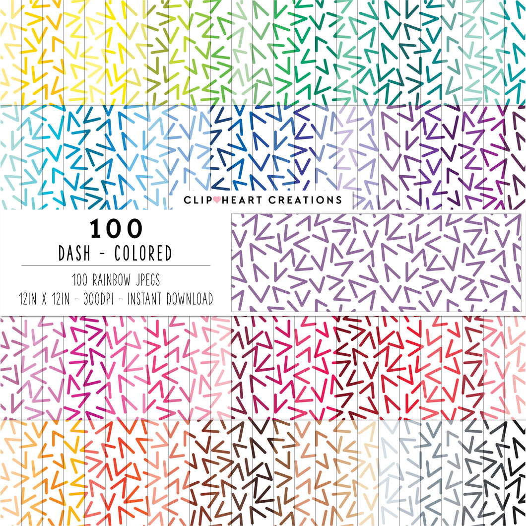 100 Dash Patterns Digital Papers (Color)