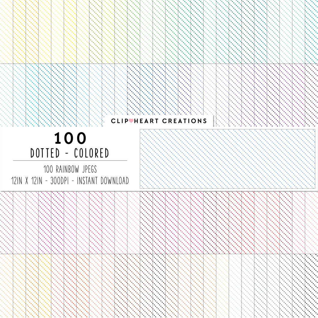 100 Dotted Pattern Digital Papers (Color)