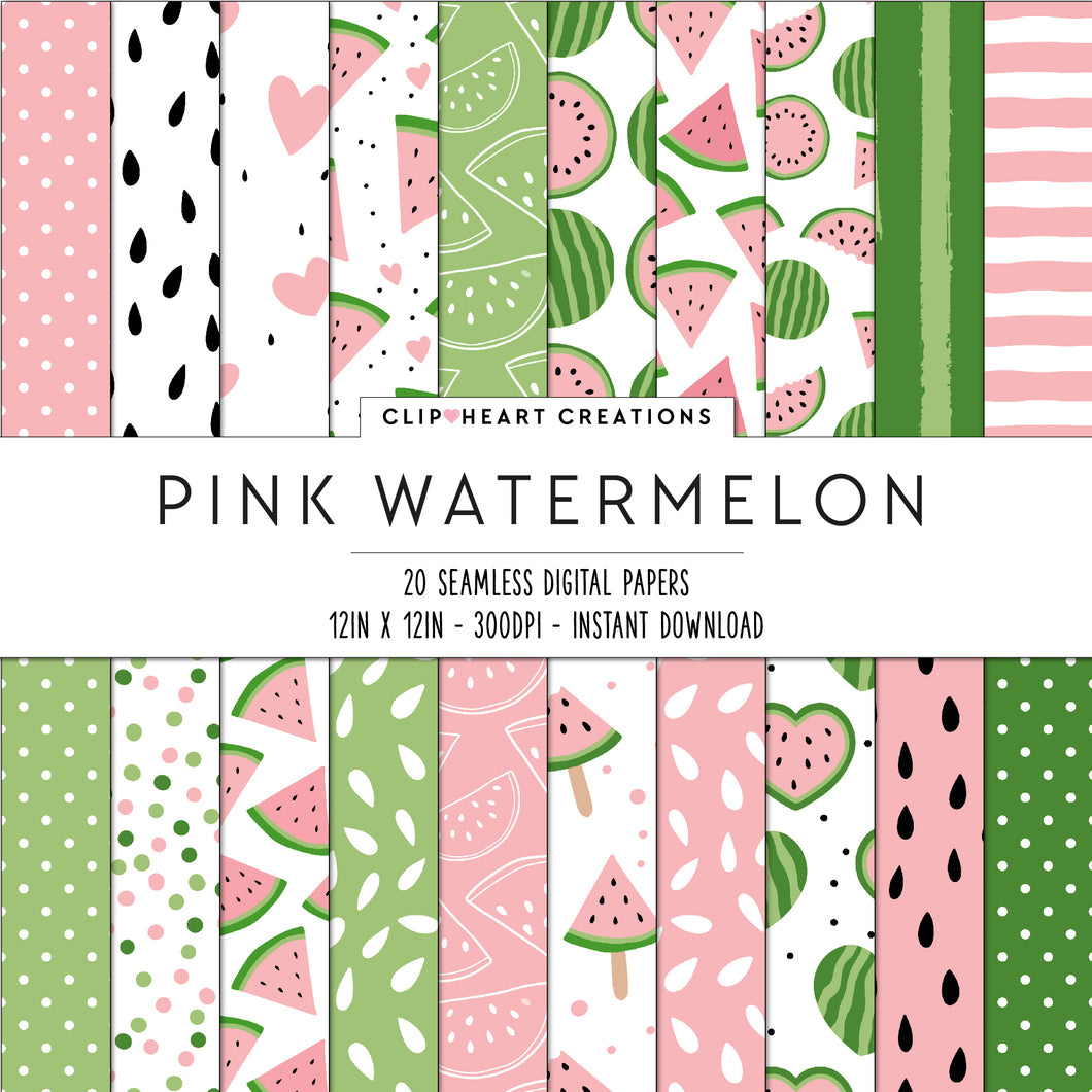 Pink Watermelon Seamless Digital Papers