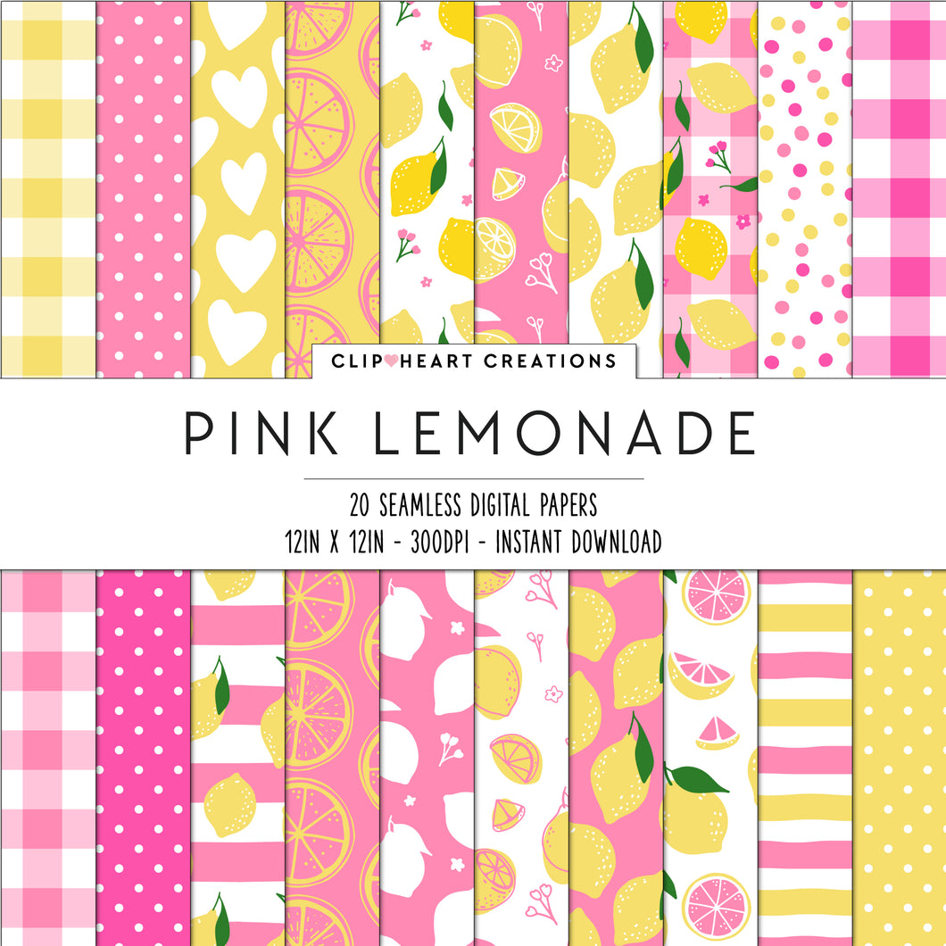 Pink Lemonade Seamless Digital Papers