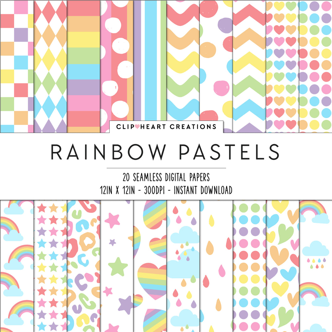 Rainbow Pastels Seamless Digital Papers