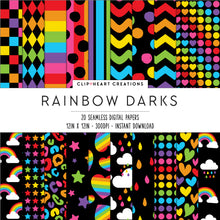 Load image into Gallery viewer, Rainbow Darks Seamless Digital Papers
