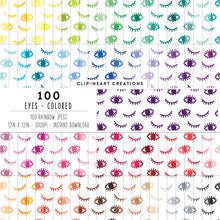 Load image into Gallery viewer, 100 Eyes Pattern Digital Papers (Color)
