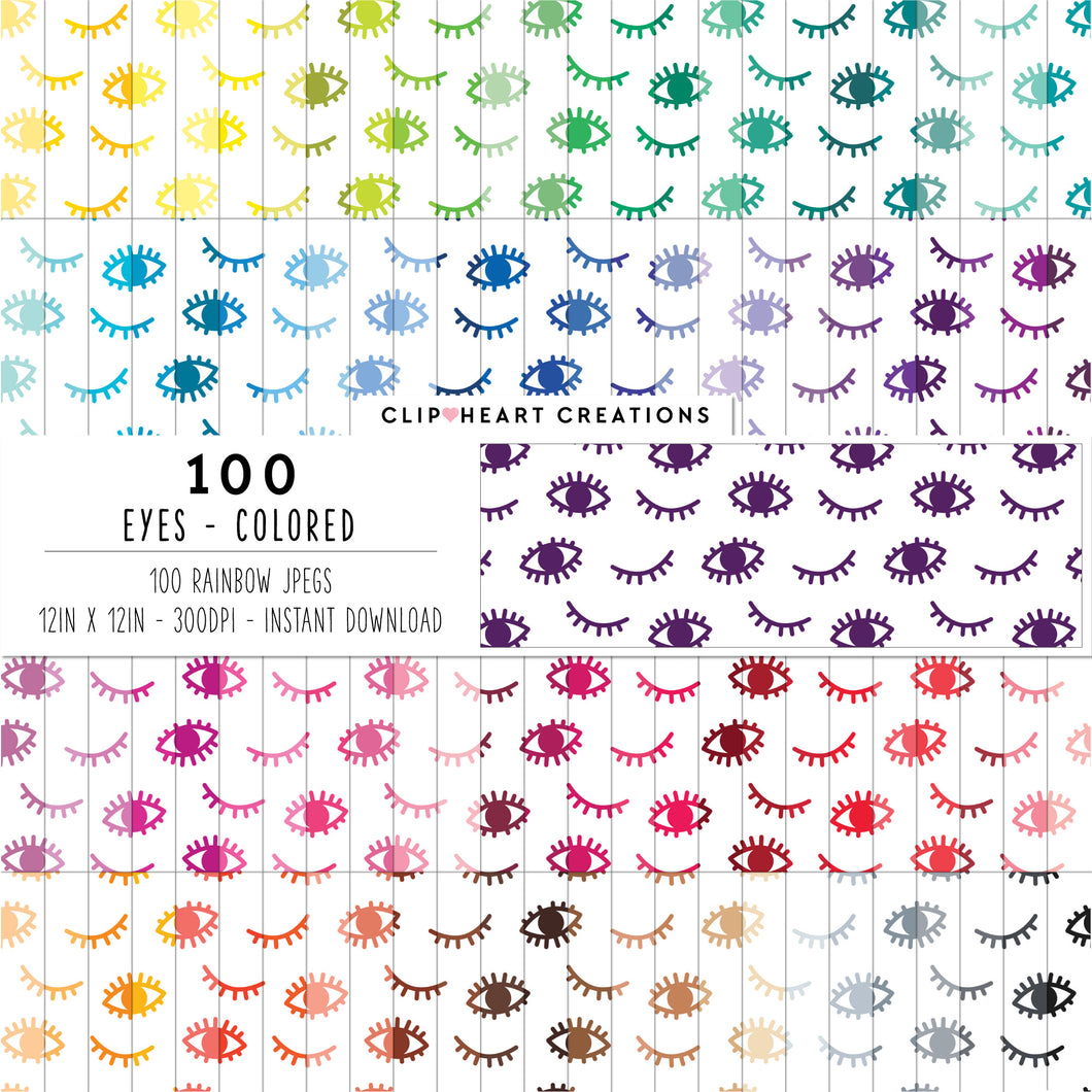 100 Eyes Pattern Digital Papers (Color)