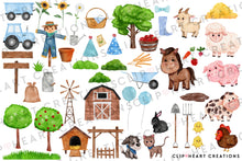 Load image into Gallery viewer, On the Farm Blue Watercolor Clip Art Set
