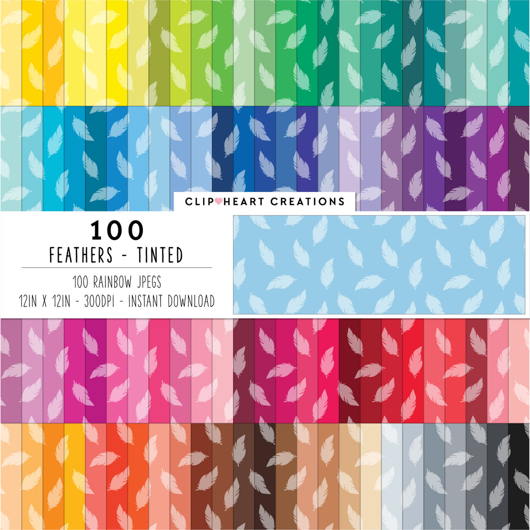 100 Feather Pattern Digital Papers (Tinted)