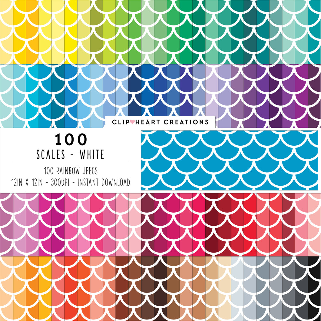 100 Scales Digital Papers (White)