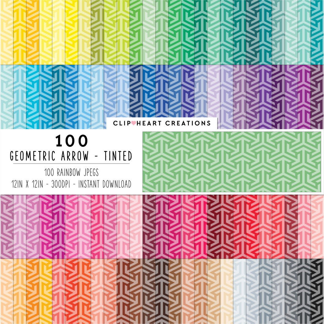 100 Geometric Arrow Pattern Digital Papers (Tinted)