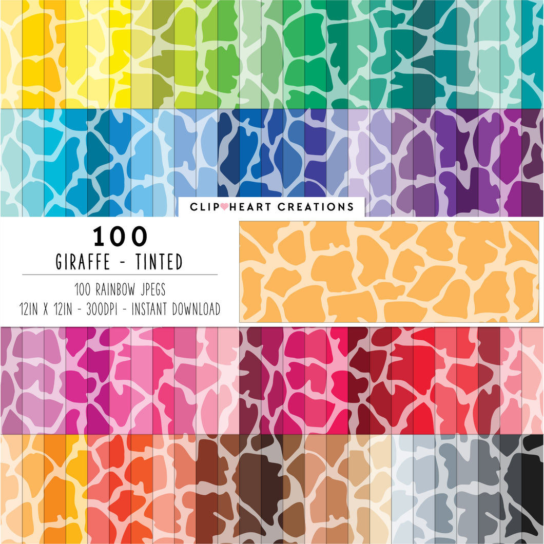 100 Giraffe Pattern Digital Papers (Tinted)