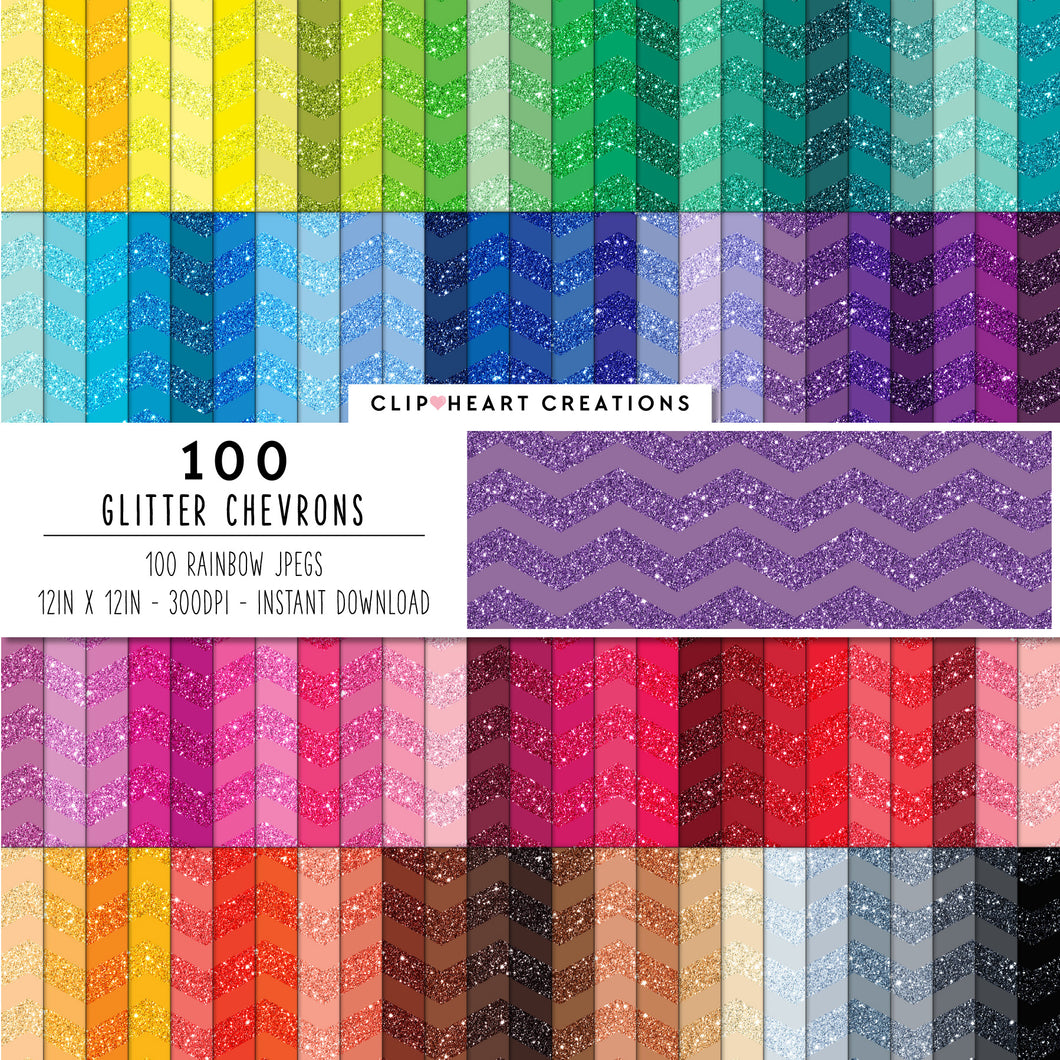 100 Glitter Chevron Digital Paper