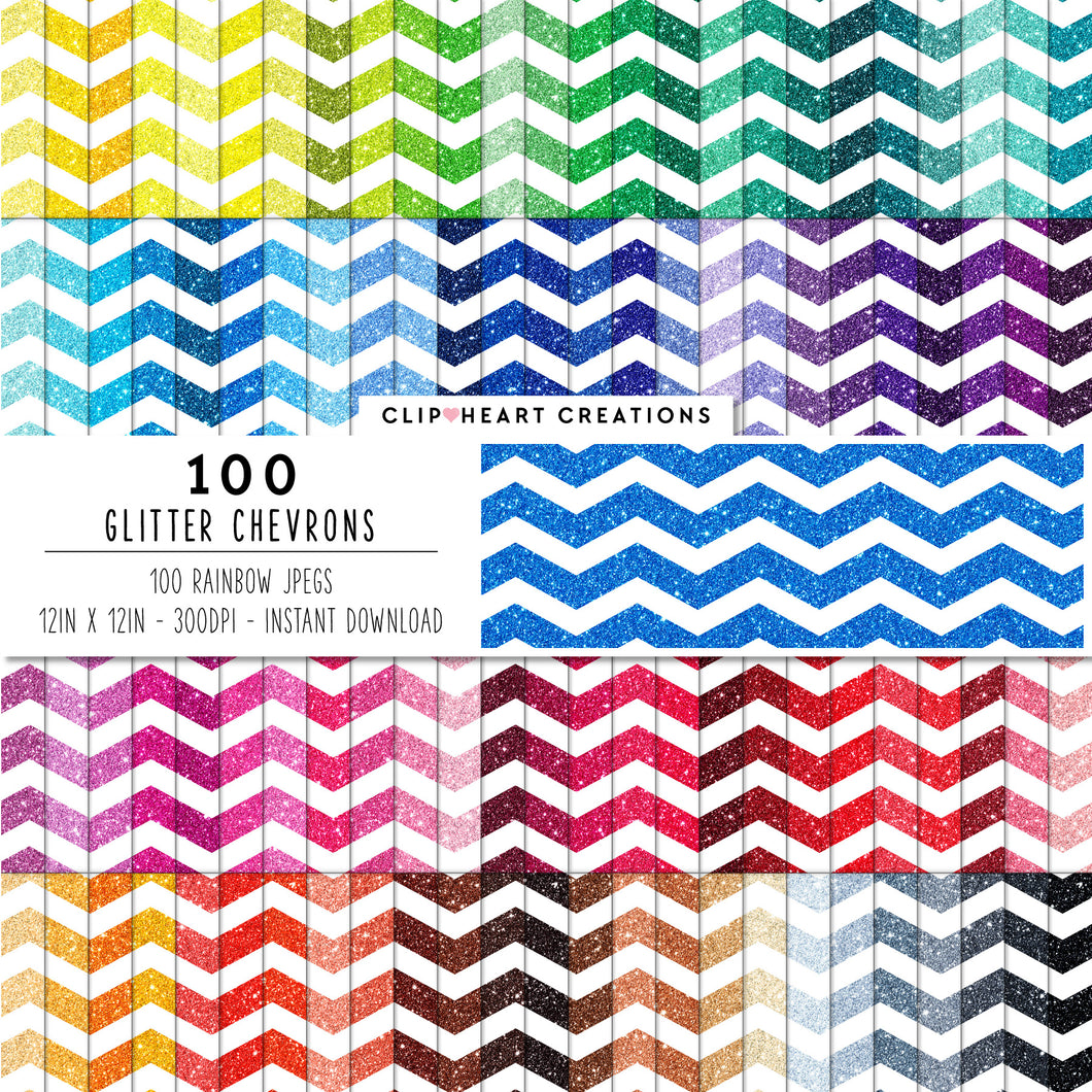 100 Glitter Chevron Digital Paper