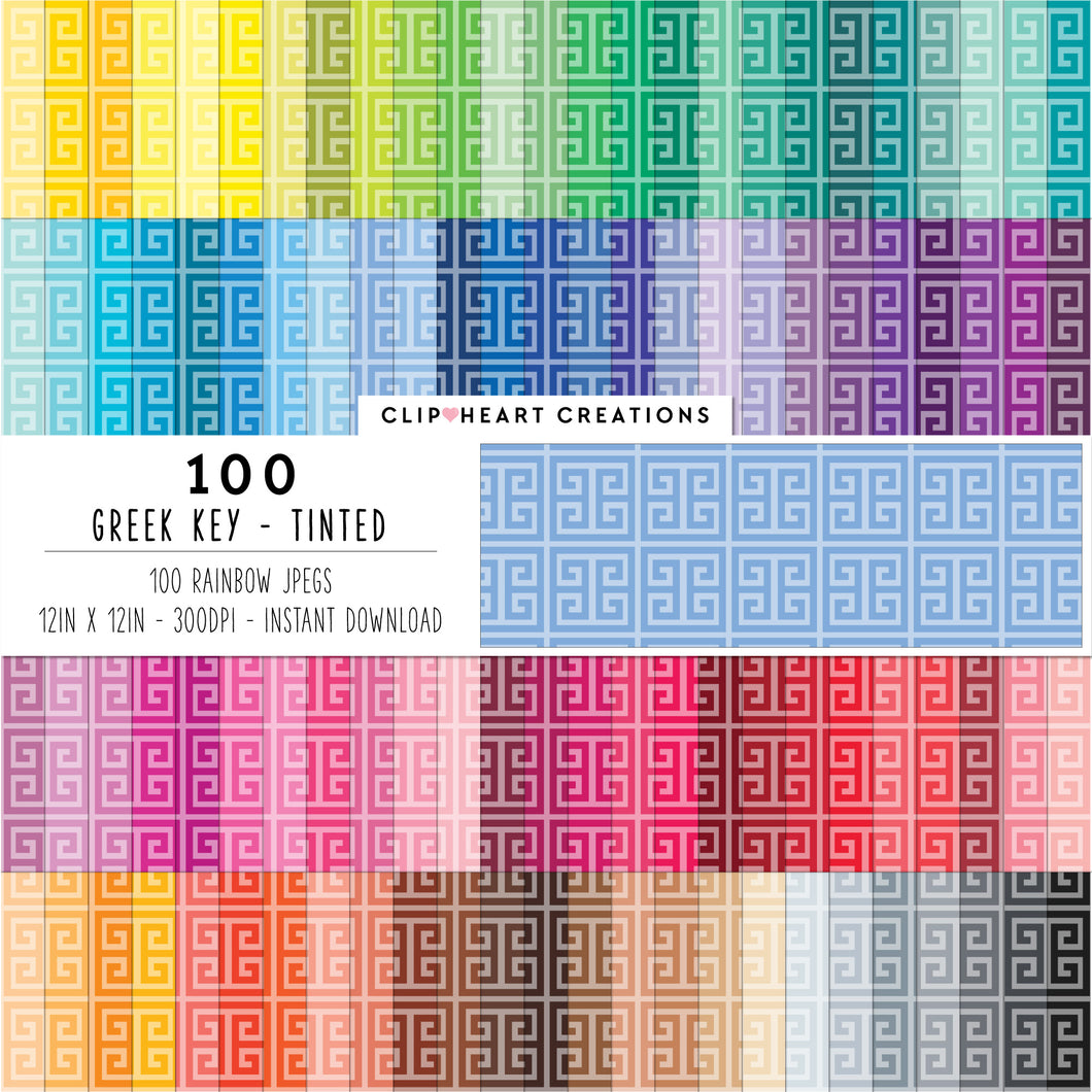 100 Greek Key Pattern Digital Papers (Tinted)