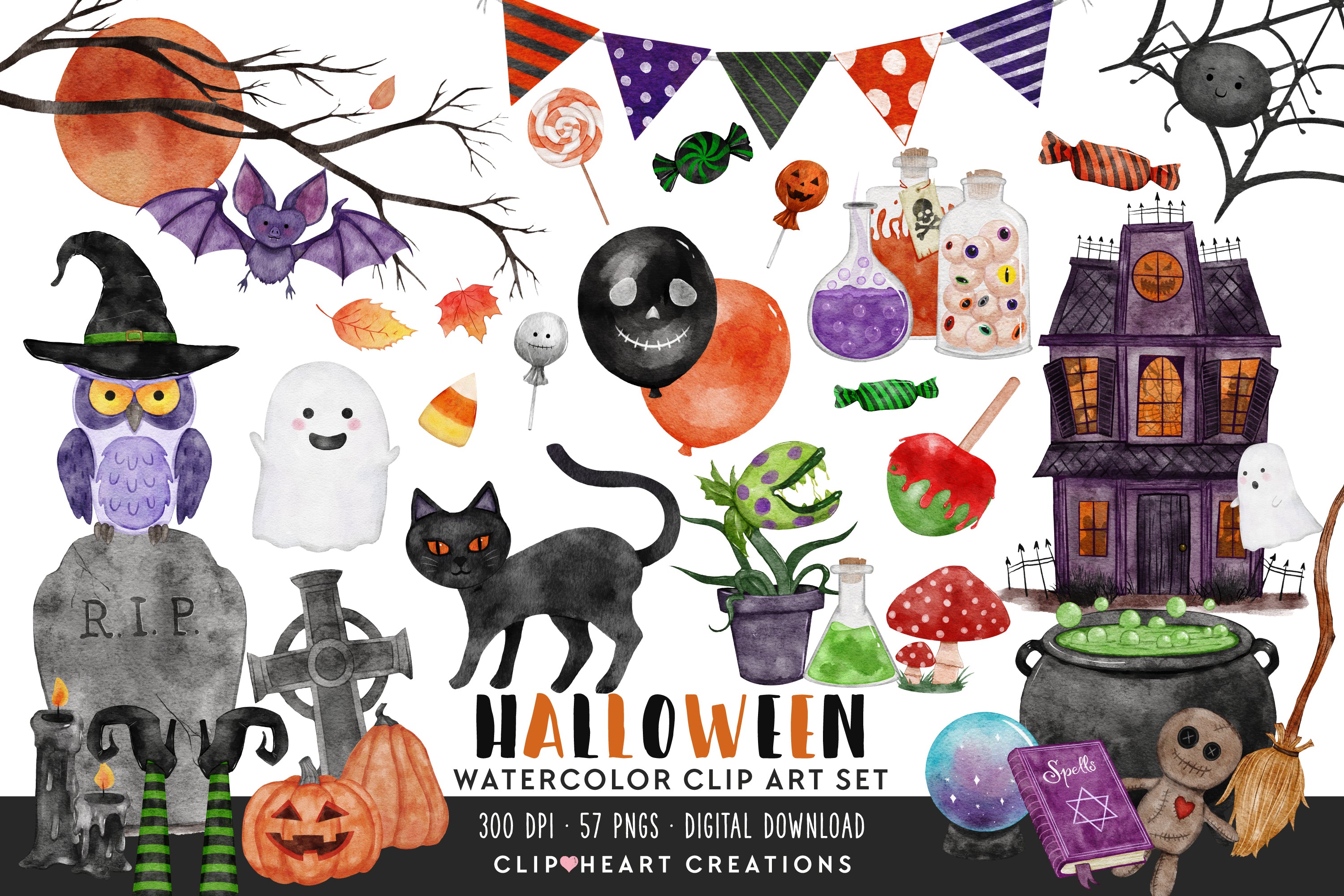 Halloween Watercolor Clip Art – clipheart creations