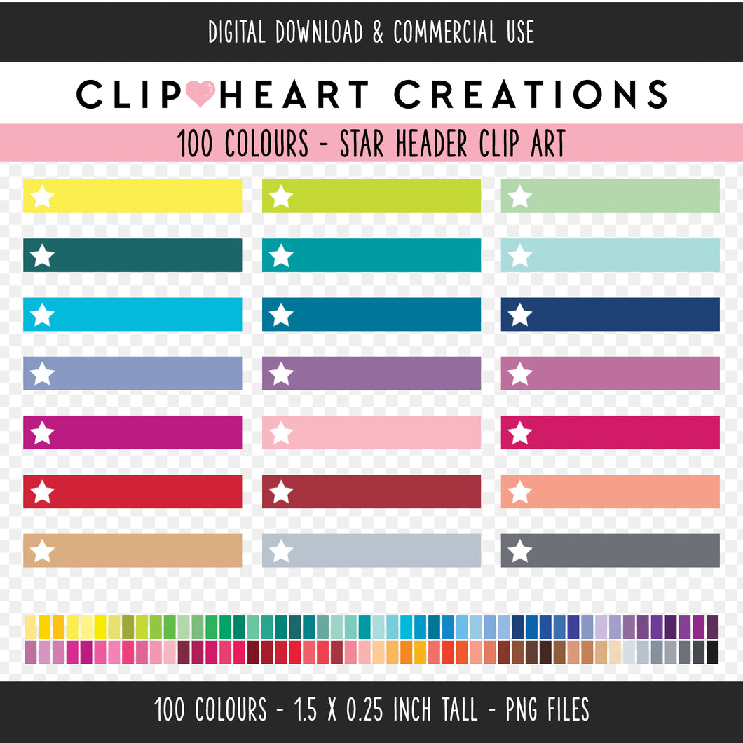 100 Star Header Clip Art