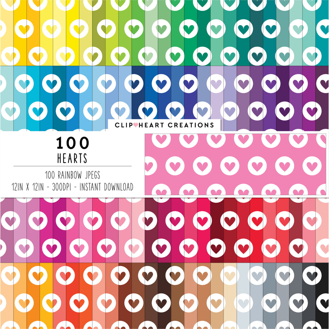 100 Heart Pattern Digital Papers