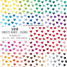 Load image into Gallery viewer, 100 Confetti Heart Pattern Digital Papers (Color)
