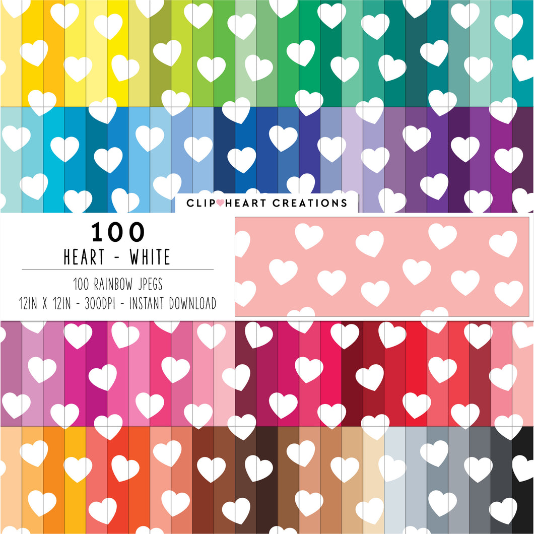 100 Large Heart Pattern Digital Papers