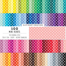 Load image into Gallery viewer, 100 Mini Heart Pattern Digital Papers
