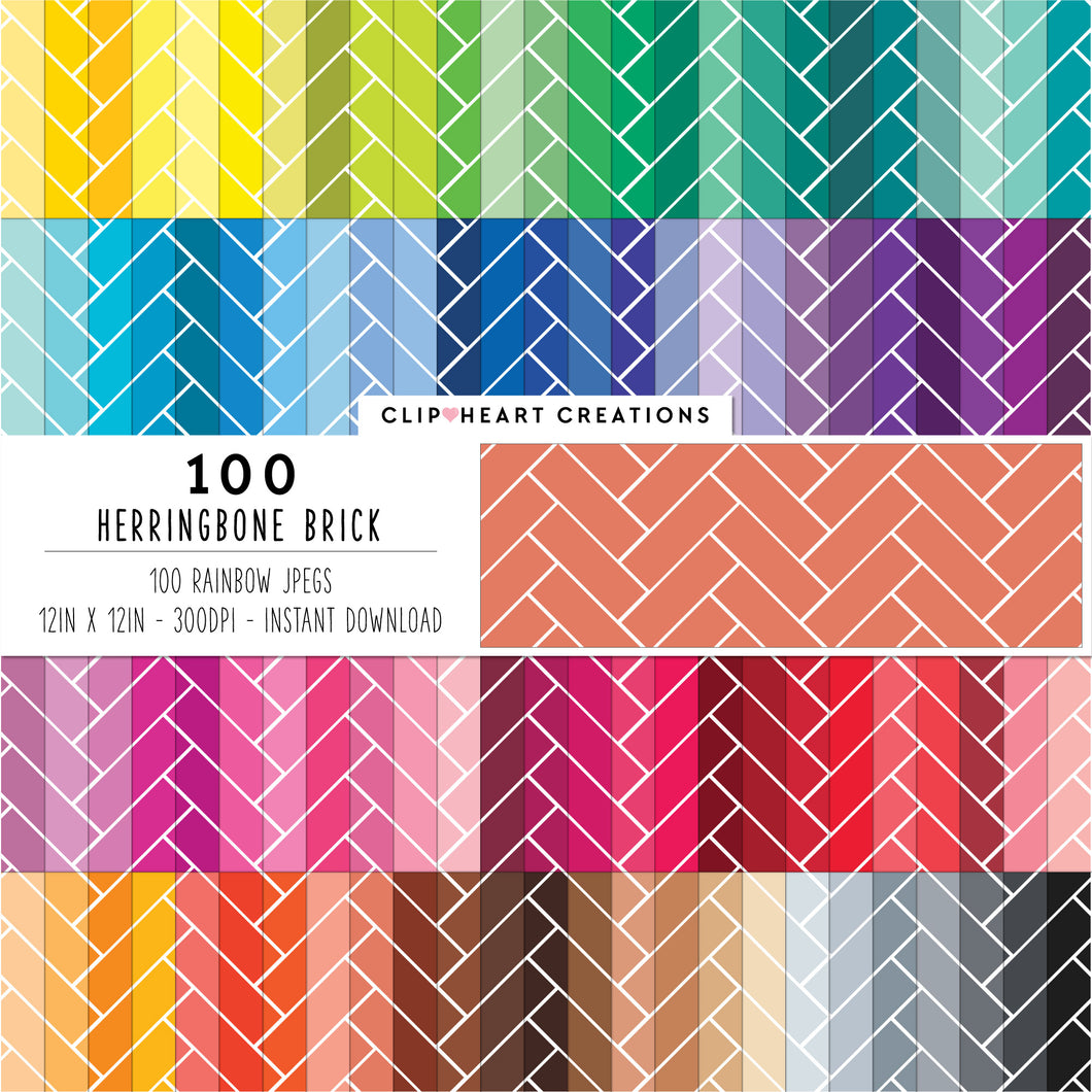 100 Herringbone Brick Pattern Digital Papers