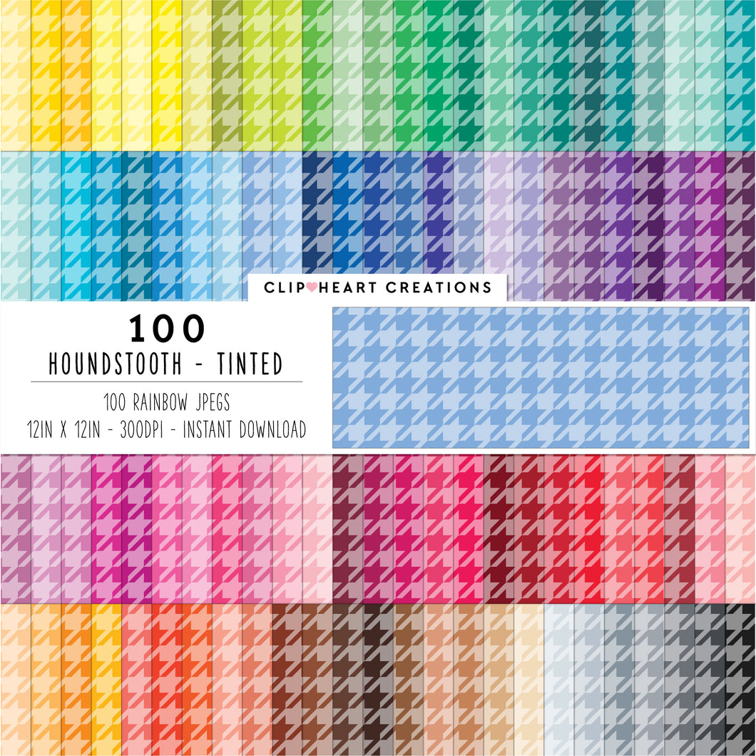 100 Houndstooth Pattern Digital Papers (Tinted)