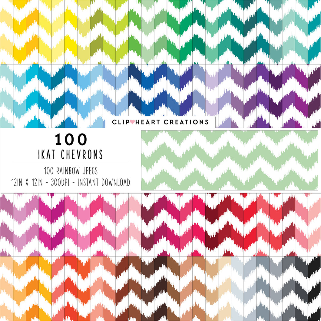 100 Ikat Chevron Pattern Digital Papers