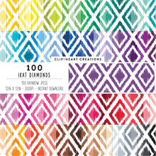 Load image into Gallery viewer, 100 Ikat Diamond Pattern Digital Papers
