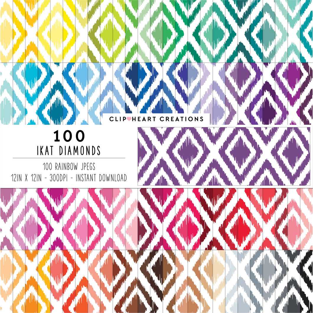 100 Ikat Diamond Pattern Digital Papers