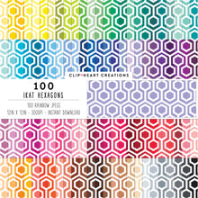 Load image into Gallery viewer, 100 Ikat Hexagon Pattern Digital Papers
