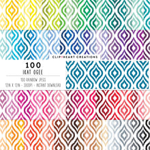 Load image into Gallery viewer, 100 Ikat Ogee Pattern Digital Papers
