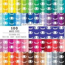 Load image into Gallery viewer, 100 Eye Pattern Digital Papers (White)
