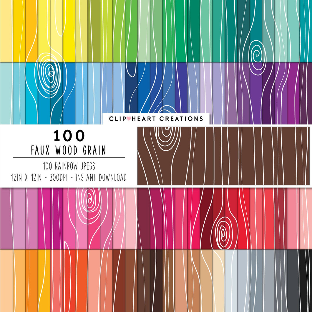 100 Wood Grain Digital Papers