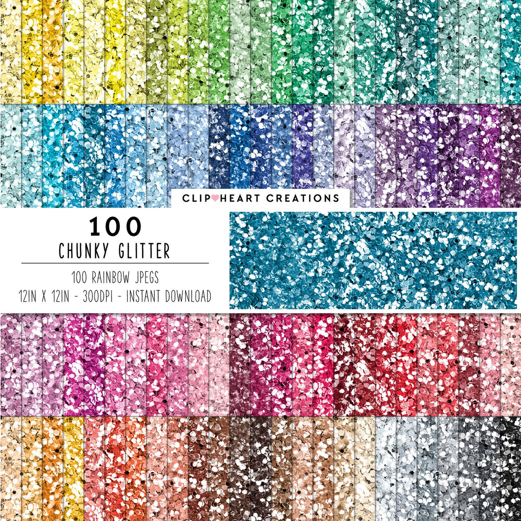 100 Chunky Glitter Digital Papers