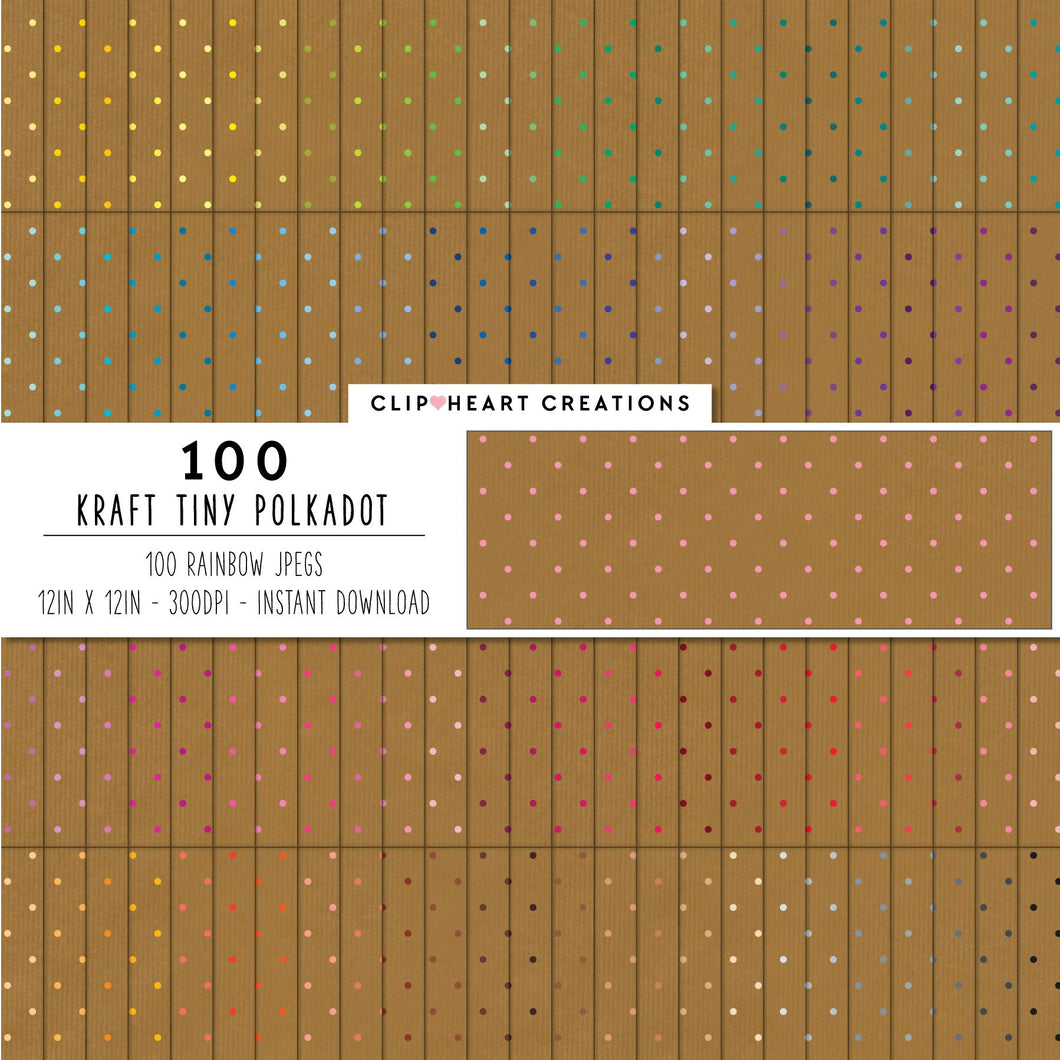 100 Kraft Polka Dot Pattern Digital Papers