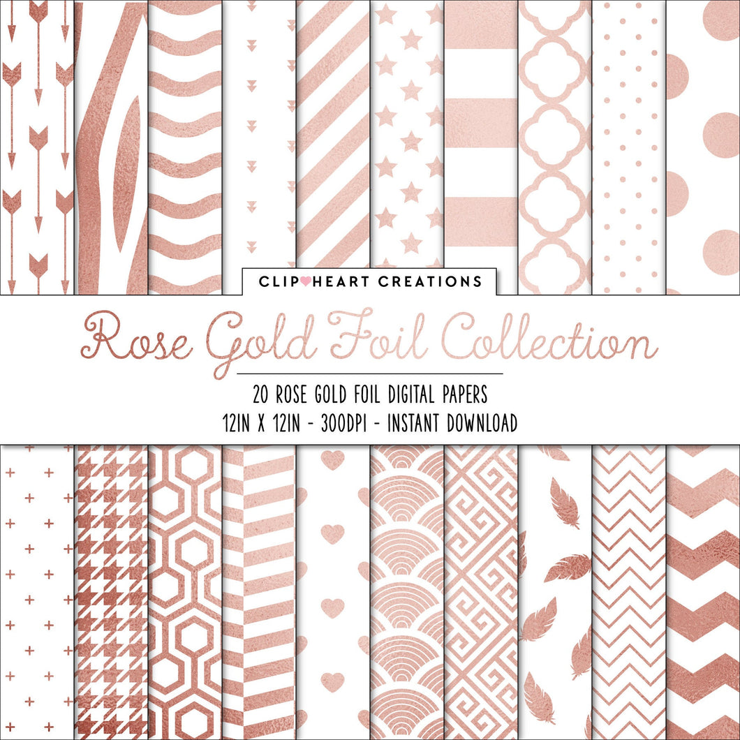 Rose Gold Foil Pattern Papers