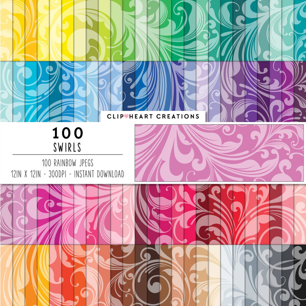 100 Swirls Digital Paper