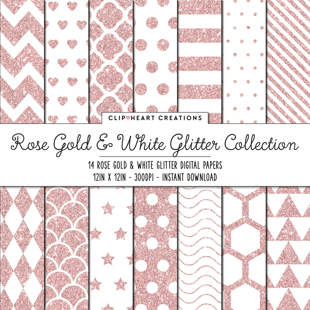 Rose Gold Glitter Digital Papers