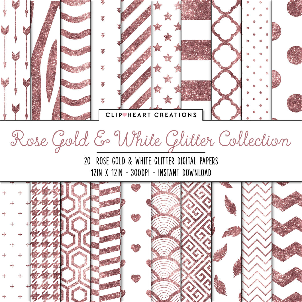 Rose Gold Glitter Digital Papers