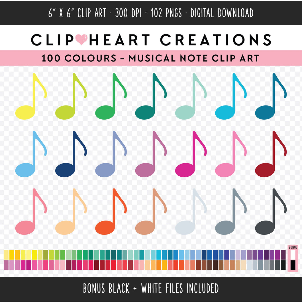 100 Musical Notes Clip Art