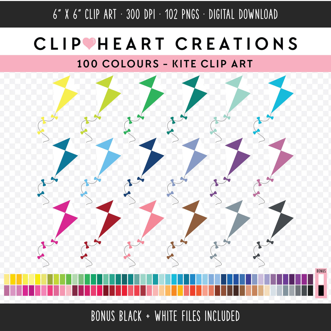 100 Kites Clip Art