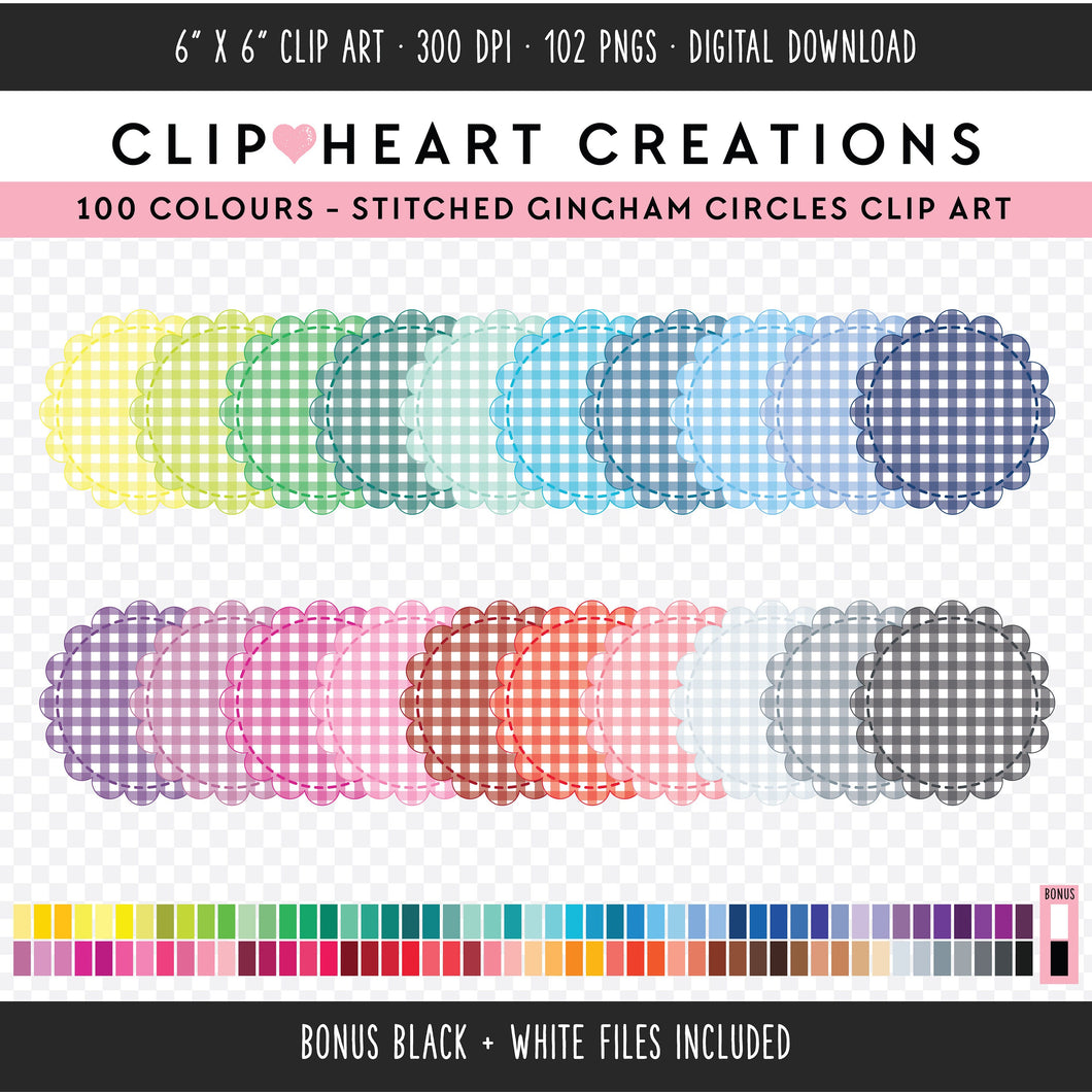 100 Stitched Scalloped Circle Clip Art