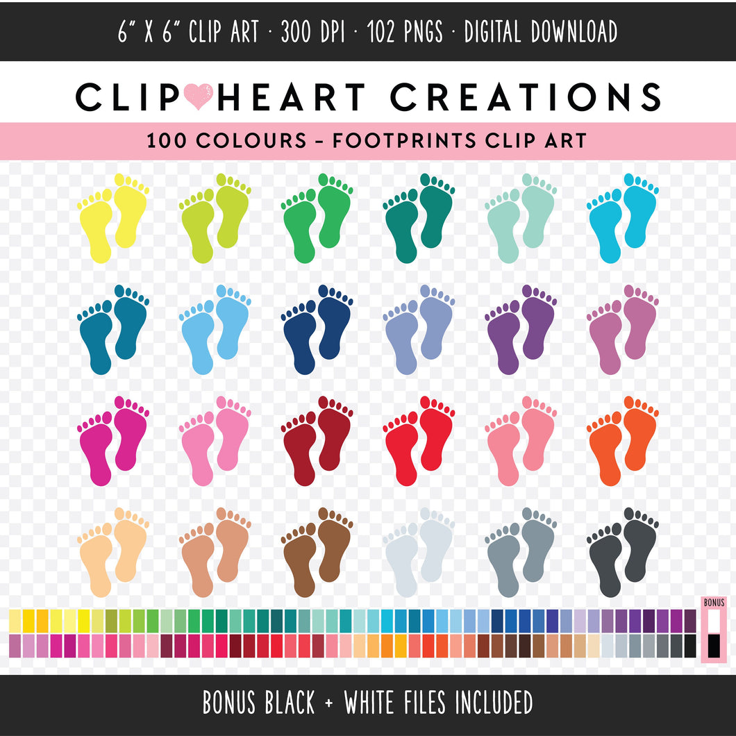 100 Footprints Clip Art