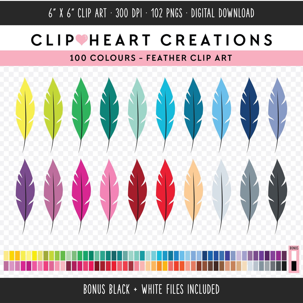 100 Feather Clip Art