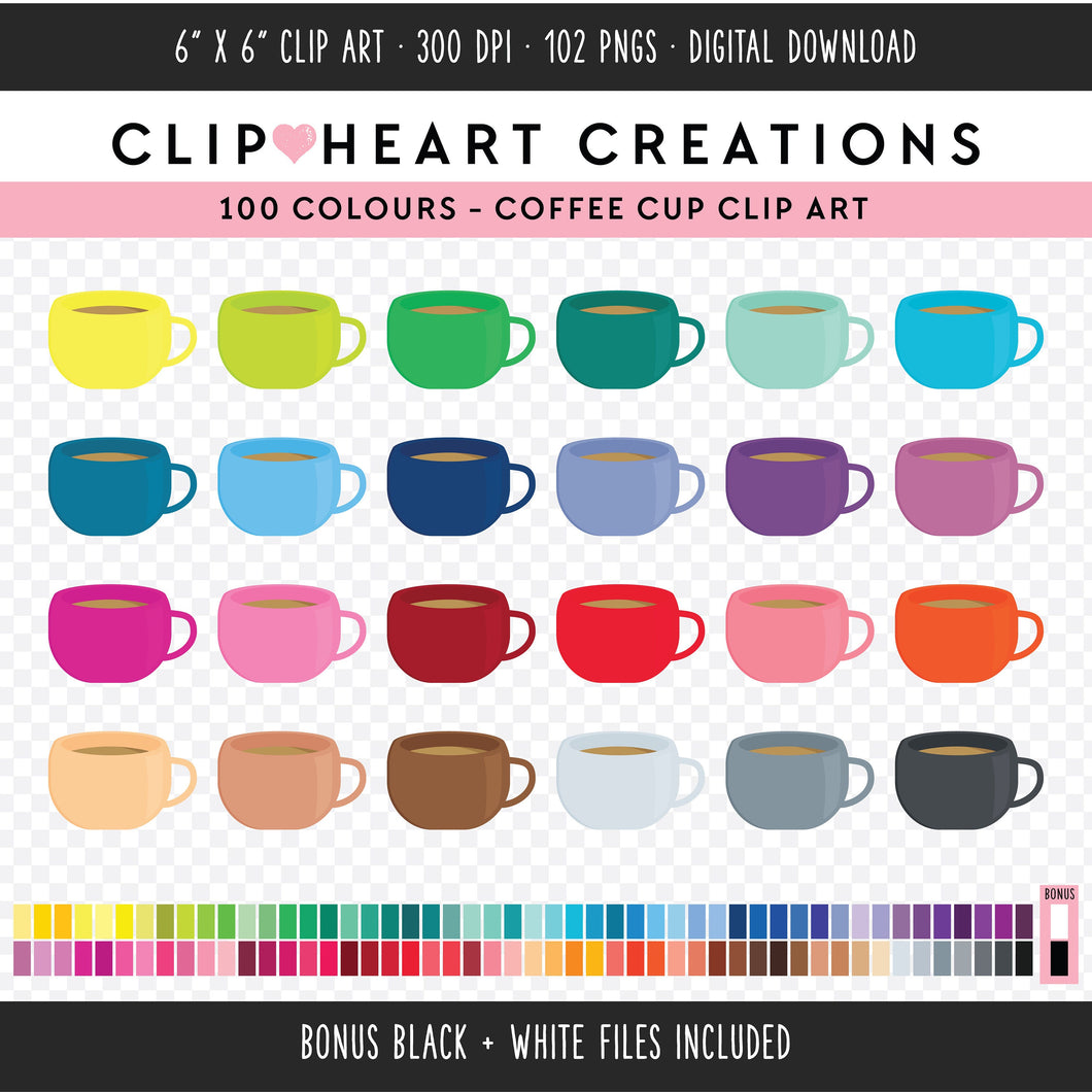 100 Coffee Cup Clip Art