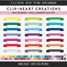 Load image into Gallery viewer, 100 Small Ribbon Banner Clip Art
