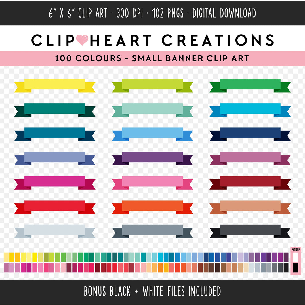 100 Small Ribbon Banner Clip Art